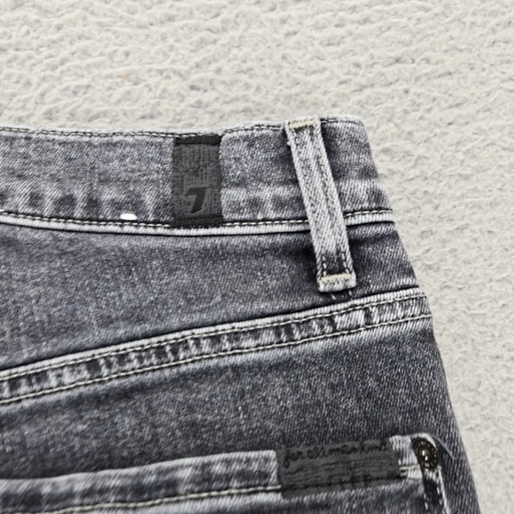 7 For All Mankind High Waist Cropped Straight Jeans Womens 25‎ Gray Distressed - Picture 11 of 15
